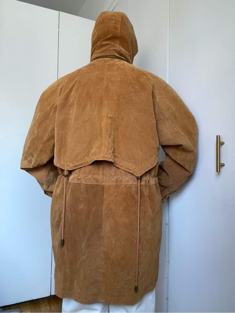 Vintage 90s Euro Mono of California Suede Cinched Utility Jacket - Size L - Picture 10 of 15